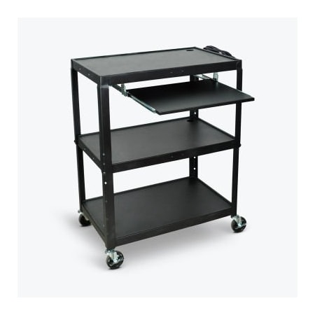 Luxor Luxor Extra-Large Adj-Height Steel AV Cart w/Pullout Keyboard Tray, Black, 32"W x 20"D x 24" to 42"H AVJ42XLKB